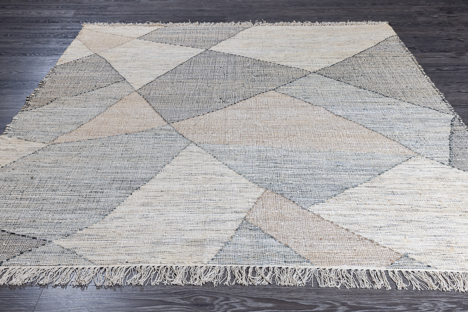 Индийский ковер из джута «MODERN KILIM» NATURAL-AQUA