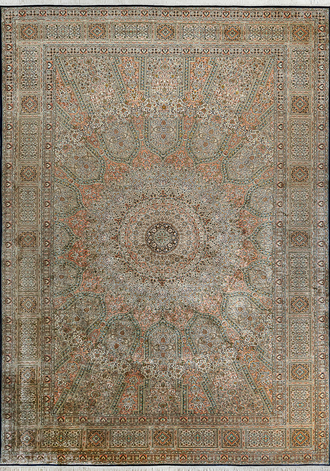 Индийский ковер из шёлка «KASHMIR SILK 24Х24» CEILING GUMBAD