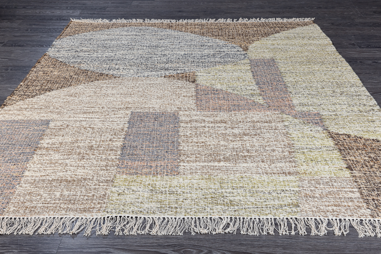 Индийский ковер из джута «MODERN KILIM» NATURAL-GREEN