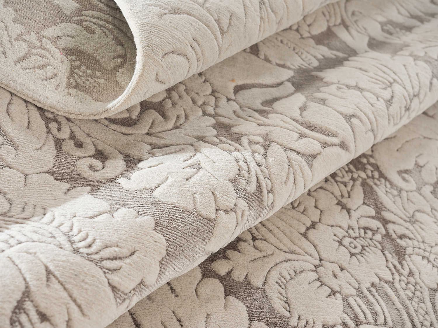 Непальский ковер из шерсти и шёлка «ART COLLECTION» DAMASK GR-SMOKE BROWN-SMOKE GREY(90279)