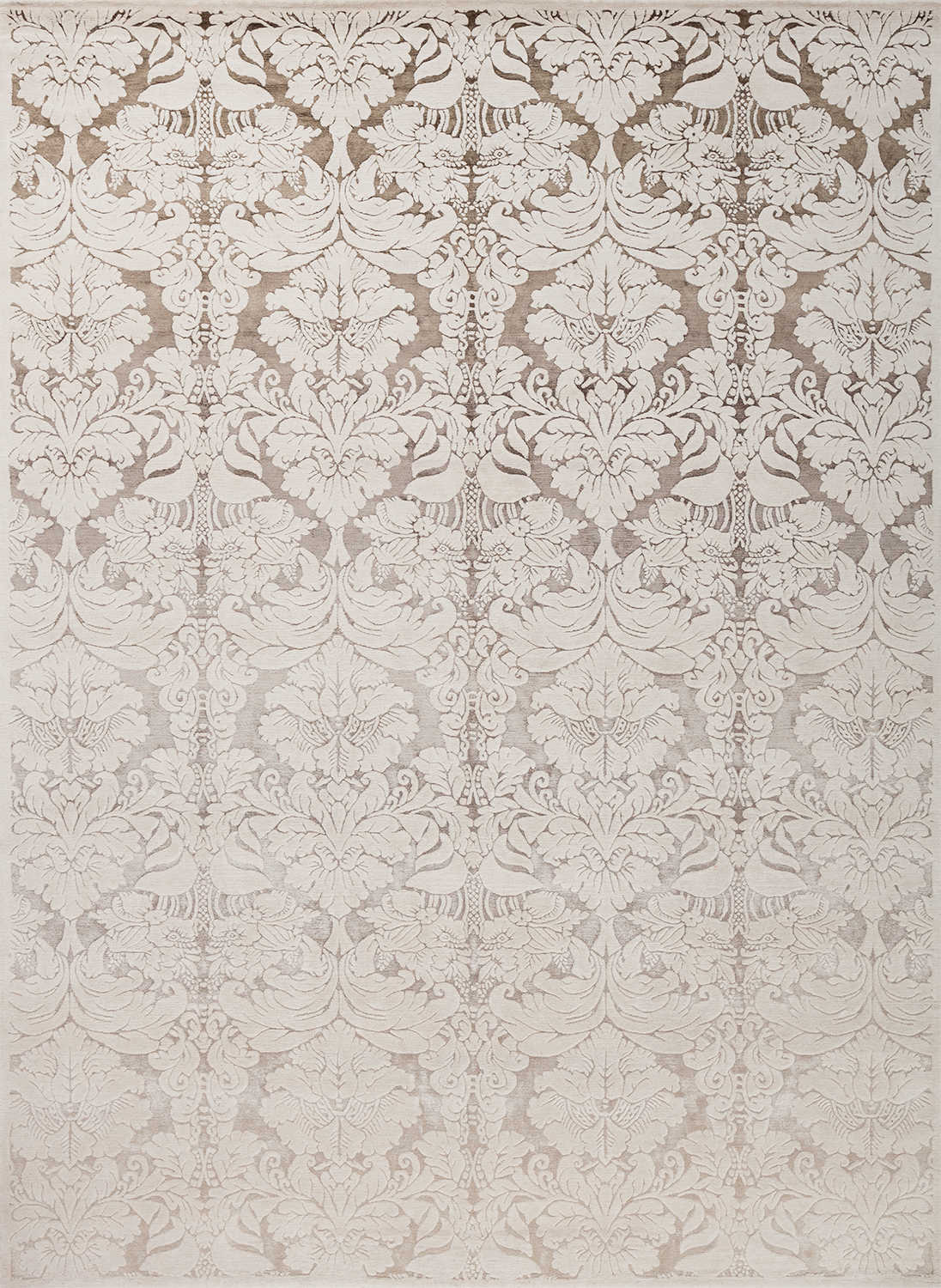 Непальский ковер из шерсти и шёлка «ART COLLECTION» DAMASK GR-SMOKE BROWN-SMOKE GREY(90279)