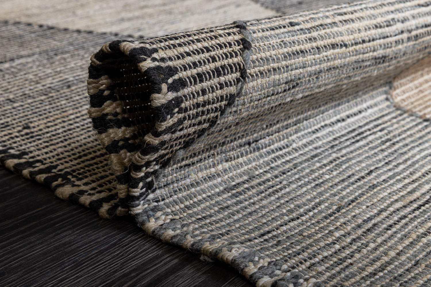 Индийский ковер из джута «MODERN KILIM» NATURAL-AQUA