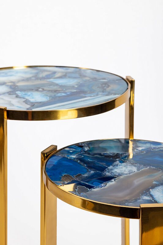 Кофейный столик Blue Agate gold L