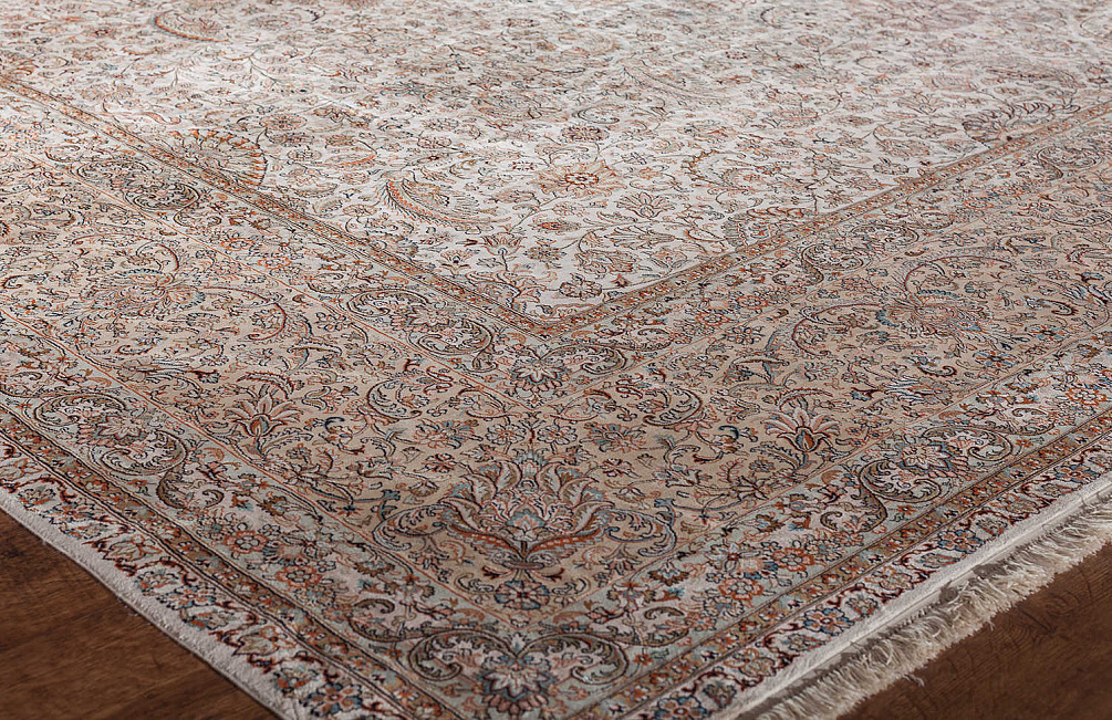 Индийский ковёр из шёлка «KASHMIR SILK 24Х24» WC 2009 CREAM (367x493)