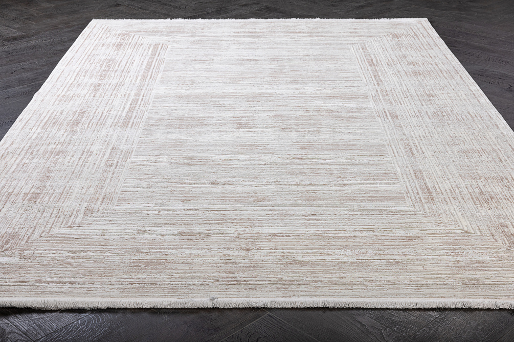 Турецкий ковёр из бамбукового шёлка и акрила «OLIMPOS BORDER» 3320B-L.GREY-WHT