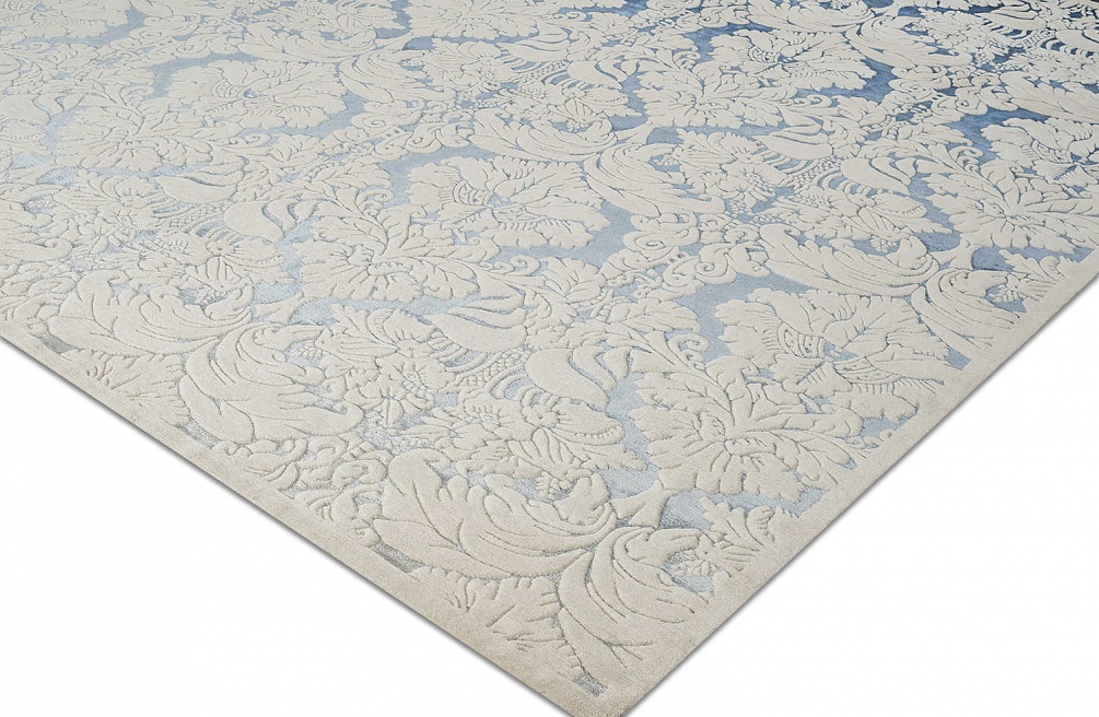 Непальский ковер из шерсти и шёлка «ART COLLECTION» DAMASK GR-D.BLUE-L.BLUE(90275)