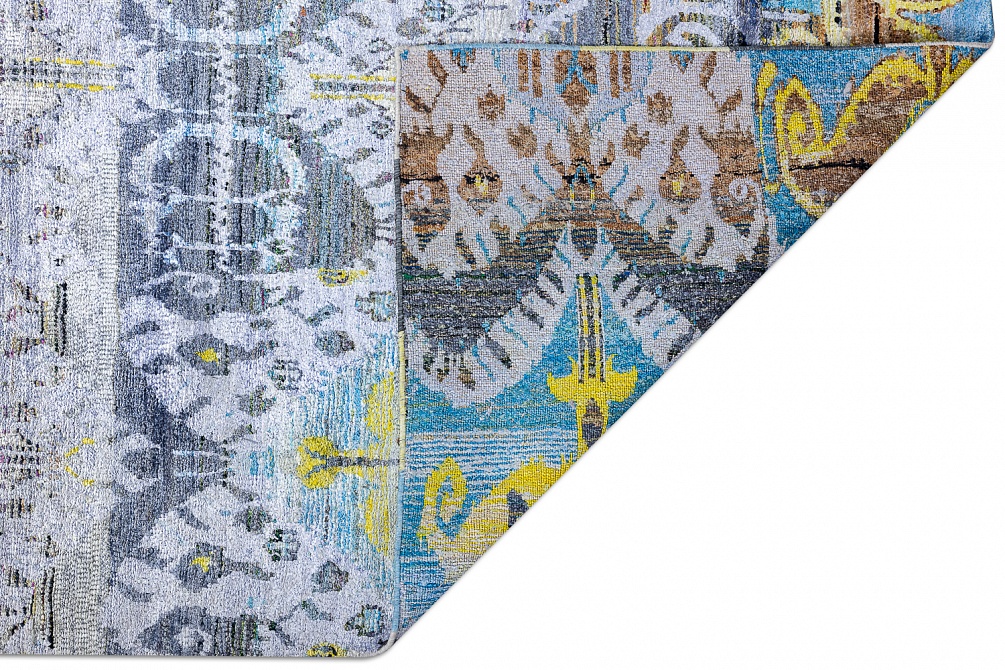 Индийский ковер из бамбукового шёлка «SILK IKAT» P26-BLU-MIX 7