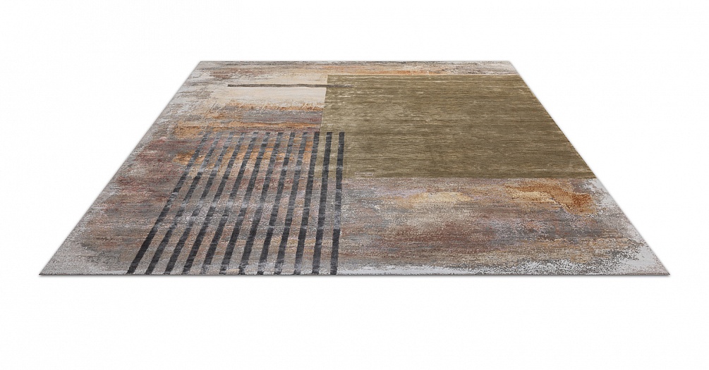 Индийский ковер из шерсти и арт-шёлка «CHAOS THEORY» ESK369-M.GREY-L.PEACH