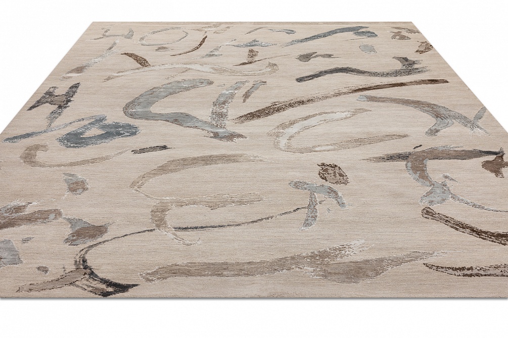 Индийский ковер из шерсти, бамбукового шёлка и хлопка «CHAOS THEORY» ESK434-AWHITE-CGREY 3