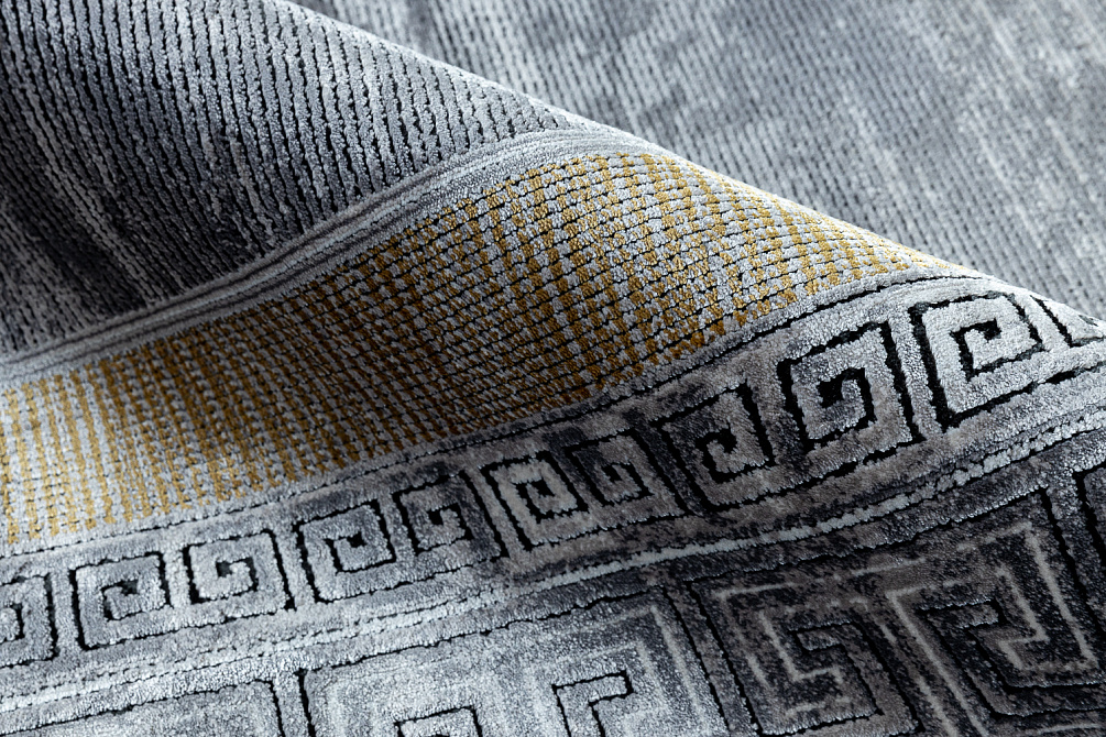 Турецкий ковёр из бамбукового шёлка и акрила «Cabinet Rugs» 7094A-BLACK-yellow