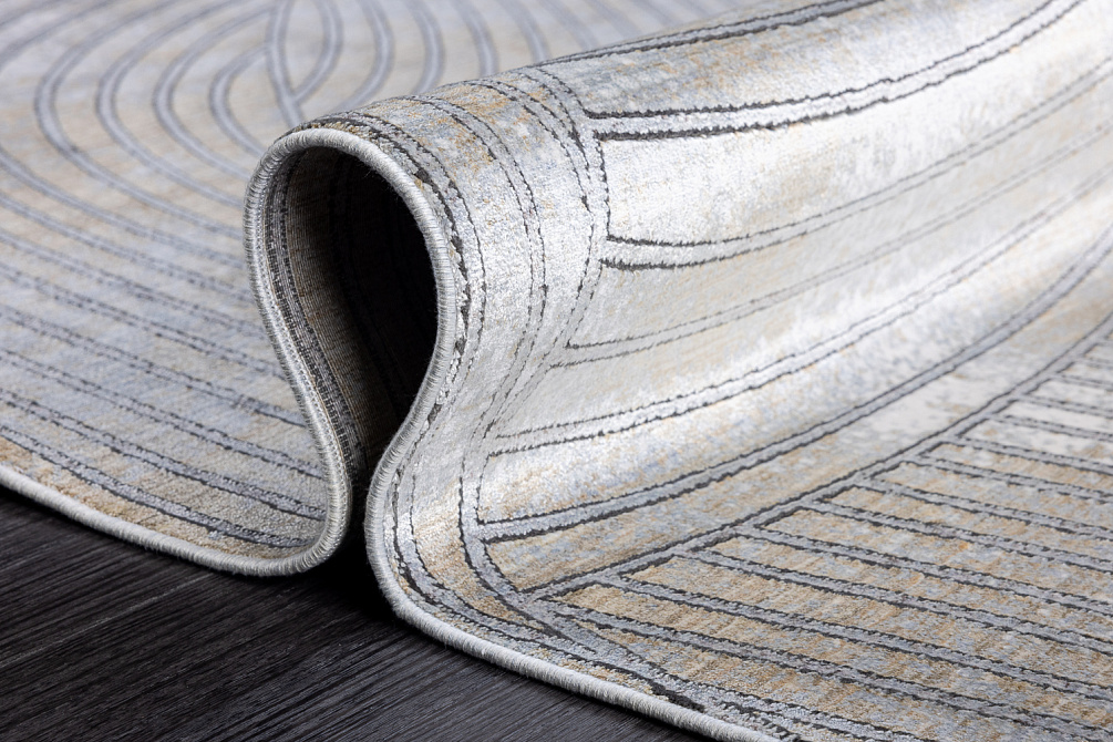 Турецкий ковёр из эвкалиптового шёлка и шёлка «SALVATORE» FO76A-YEL-KBEJ-GREY