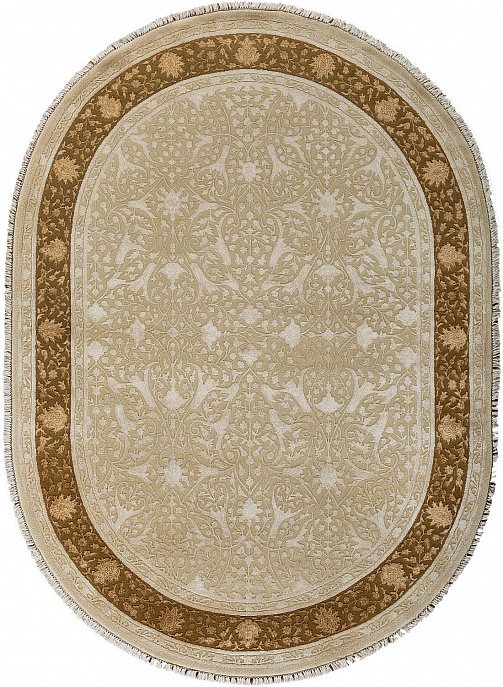 Индийский ковер из шерсти и арт-шёлка «KING OF AGRA» RO8-CRE-GLD(Oval)