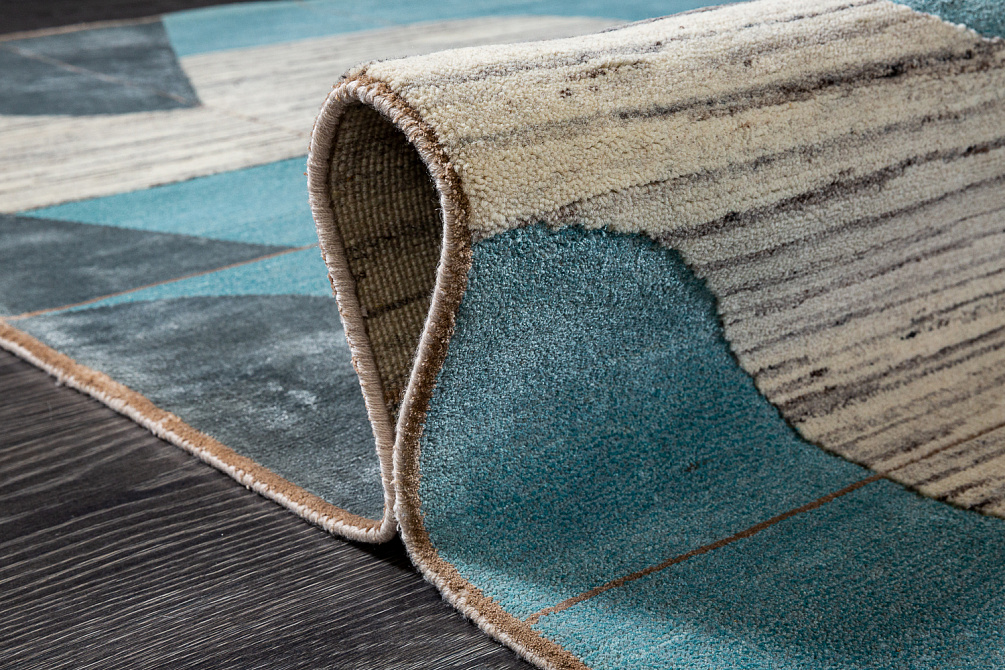 Индийский ковёр из шерсти и бамбукового шёлка «CHAOS THEORY» ESKN306-WCHA-SMGRN