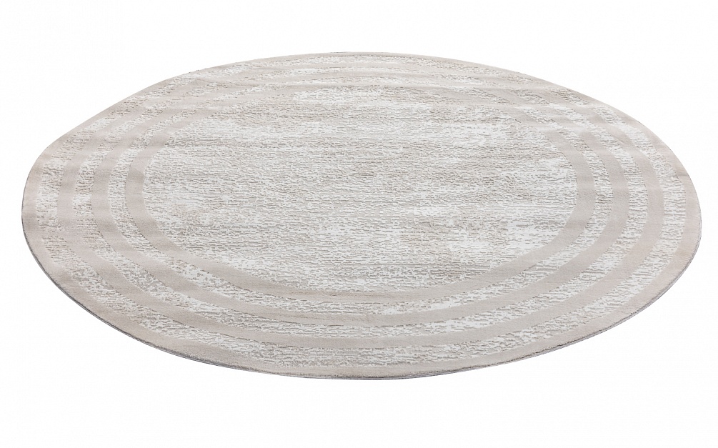 Турецкий ковер из полипропилена и полиэстера «MOON» 6489A-CREAM-L.GREY(Round)