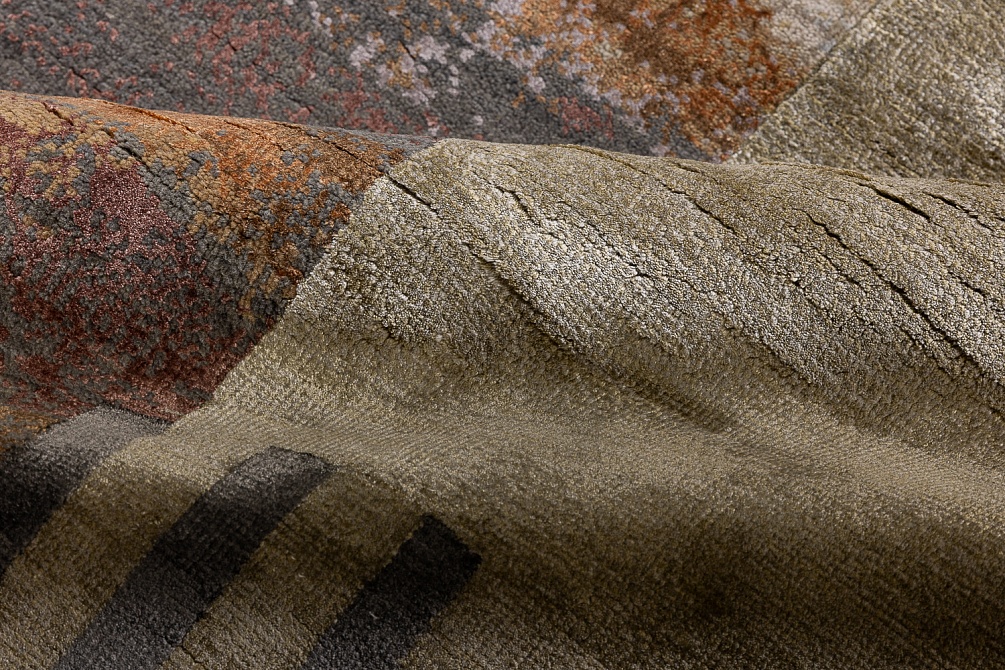 Индийский ковер из шерсти и арт-шёлка «CHAOS THEORY» ESK369-M.GREY-L.PEACH