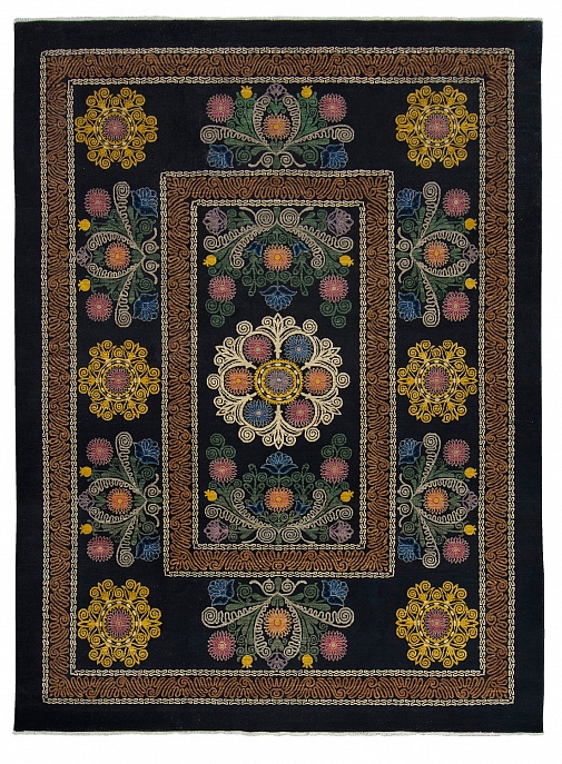 Пакистанский ковер из шерсти «SUZANI A/B 10/10» 812BLK-GLD