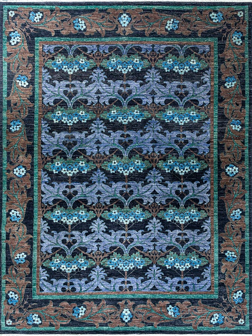 Пакистанский ковер из шерсти «MORRIS A/B 10/10» 710-BLK-PRP