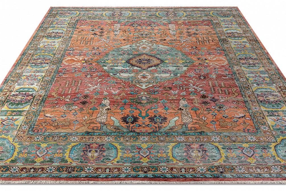 Индийский ковер из шерсти и хлопка «SOMEPLACE IN TIME» EA3006-L.CORAL-S.BLUE 3