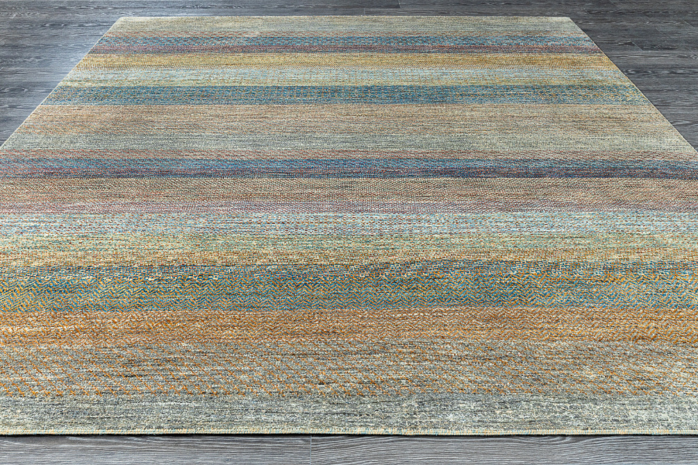 Индийский ковёр из шерсти и шёлка «MALIBU» BLUE-GOLD