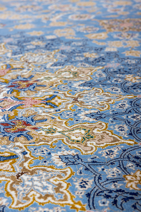 Иранский ковер из шёлка, модала и акрила «MASTERPIECE QUM» 050-22-Katrin-1520-LIGHT BLUE