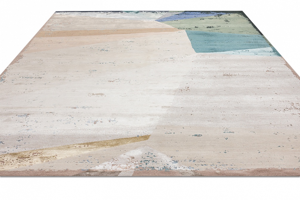 Индийский ковер из бамбукового шёлка, шерсти и хлопка «CHAOS THEORY» ESK375-AWHITE-CAQUA 2