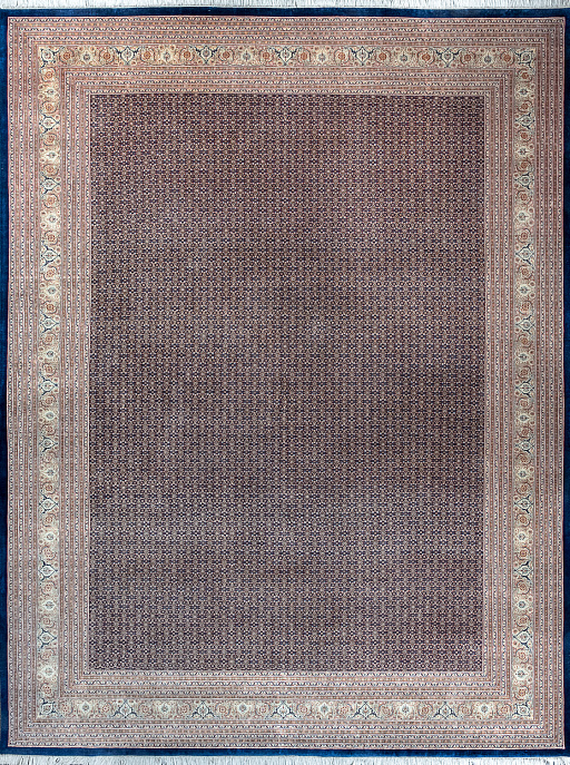 Индийский ковер из шерсти и шёлка «TABRIZ MAHI AZIZ» HERATI-BLU