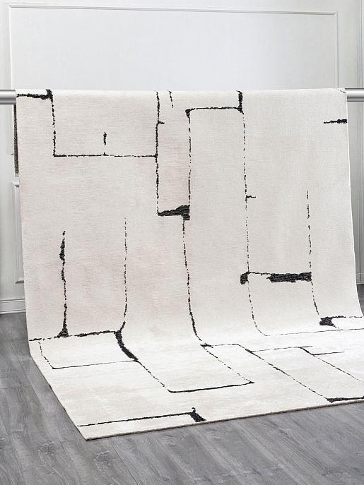 Турецкий ковер из хлопка, вискозы и акрила «SHELL» 3704-TRACE BLACK - ECRU 9