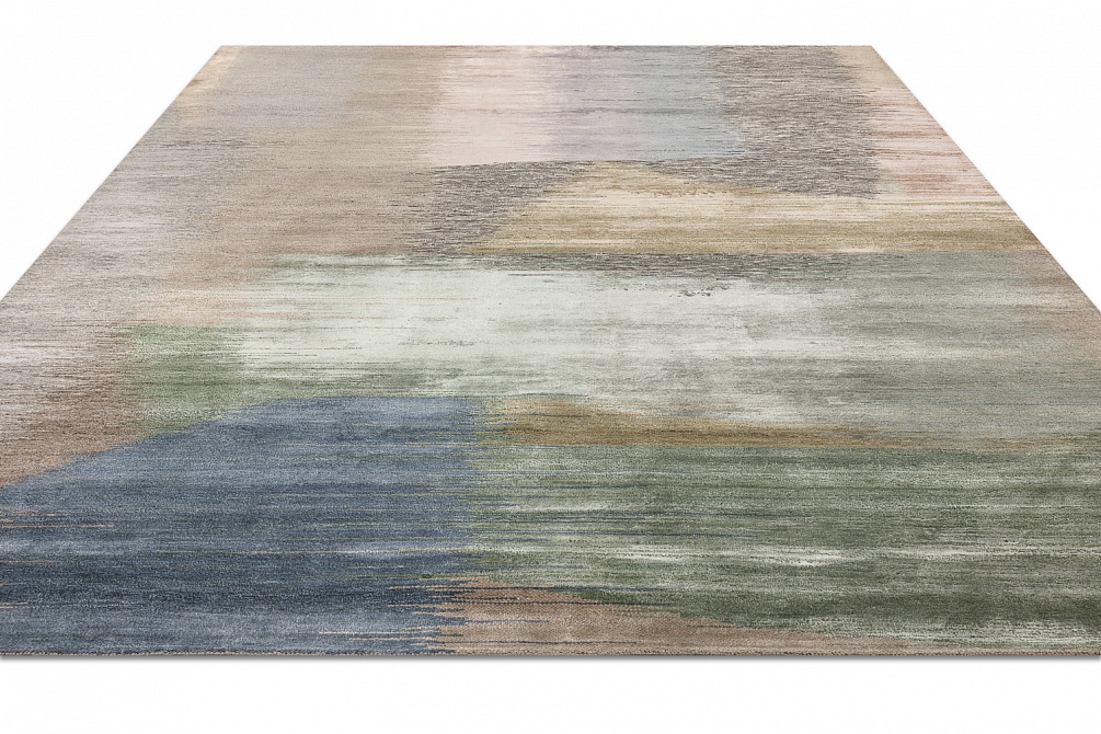 Индийский ковер из бамбукового шёлка, шерсти и хлопка «CHAOS THEORY» ESKM07-NTAUPE-FDENIM 2