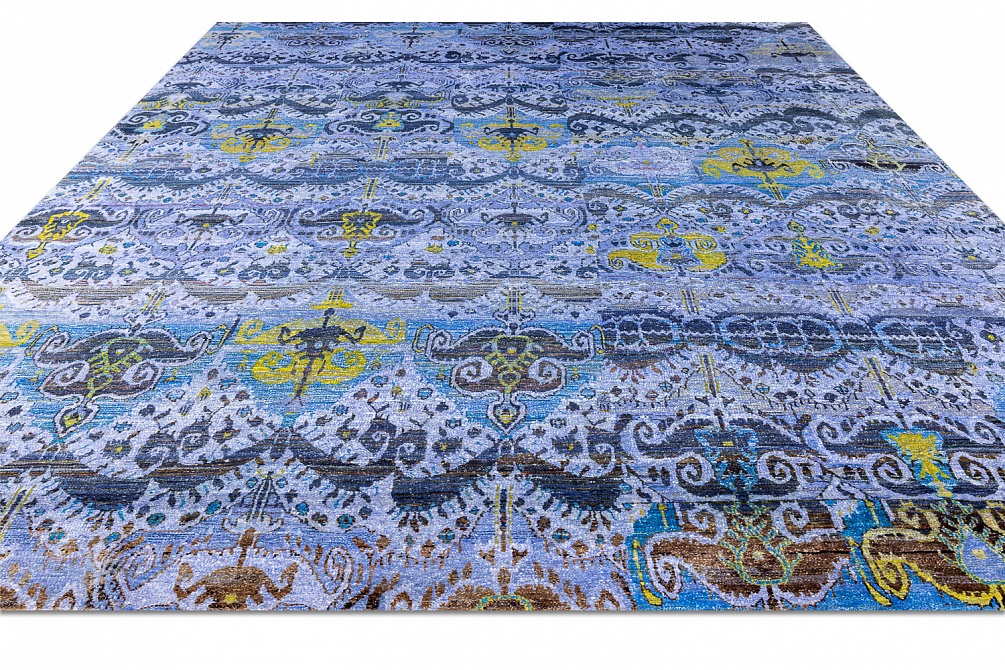 Индийский ковер из бамбукового шёлка «SILK IKAT» P26-BLU-MIX 3