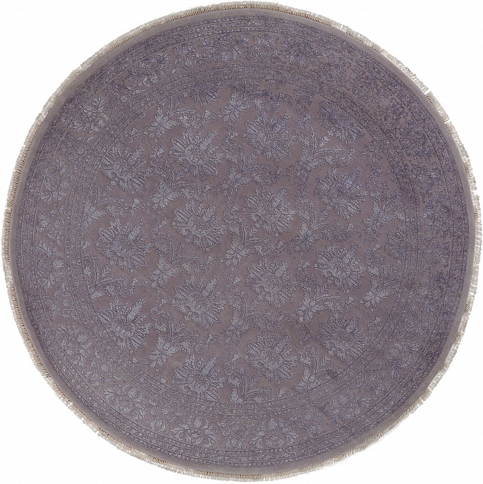 Индийский ковер из шерсти и арт-шёлка «KING OF AGRA» NO55-GRY-GRY 3-1(Round)