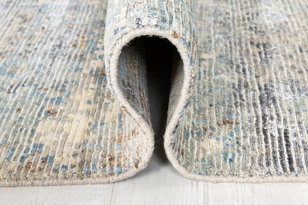 Индийский ковёр из шерсти и арт-шёлка «STORM» BAT-02-BLUE-SILVER