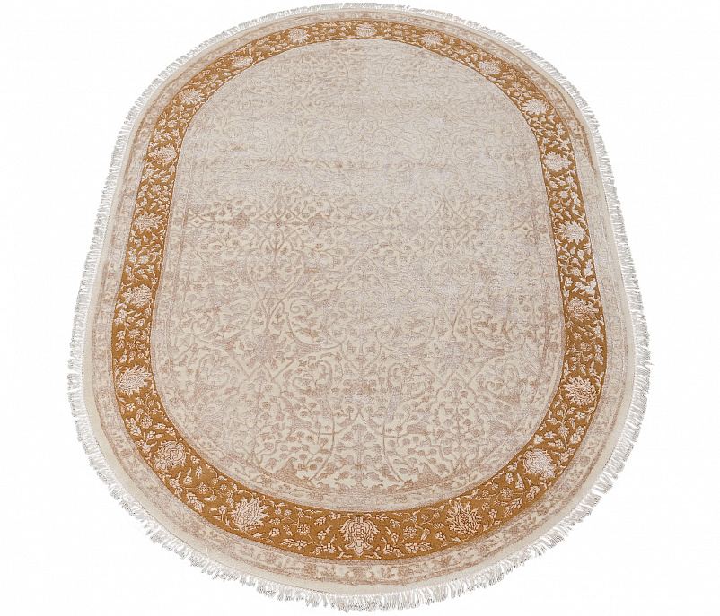 Индийский ковёр из шерсти и арт-шёлка «KING OF AGRA» RO8-IVR-GLD(Oval)