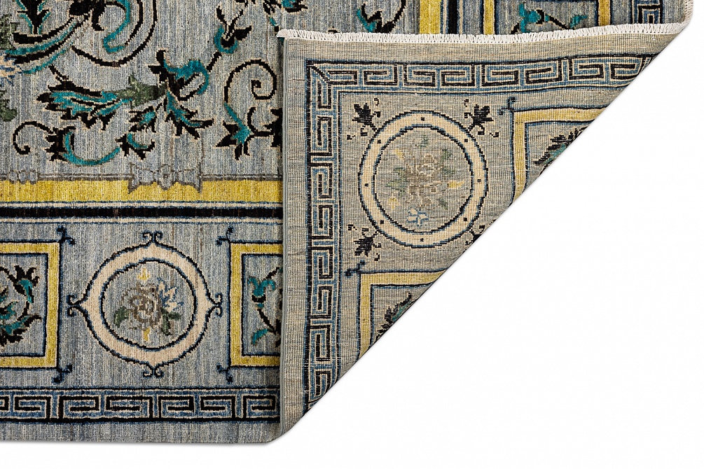 Пакистанский ковер из шерсти «MORRIS A/B 10/10» B129565-GRY-YEL