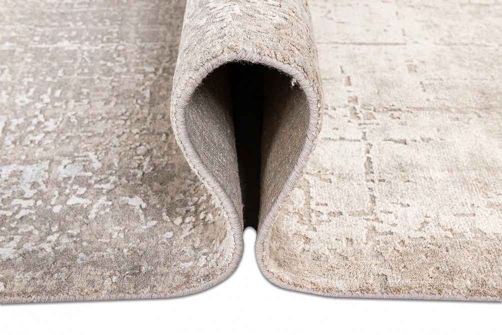 Индийский ковер из бамбукового шёлка и шерсти «CHAOS THEORY» ESK9014-CLASSIC-GREY-WHITE-SAND