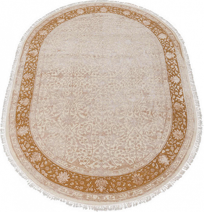 Индийский ковер из шерсти и арт-шёлка «KING OF AGRA» RO8-IVR-GLD(Oval)