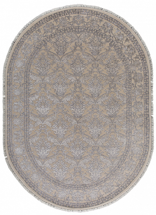Индийский ковер из шерсти и арт-шёлка «KING OF AGRA» NO59-CRE-CRE(Oval)