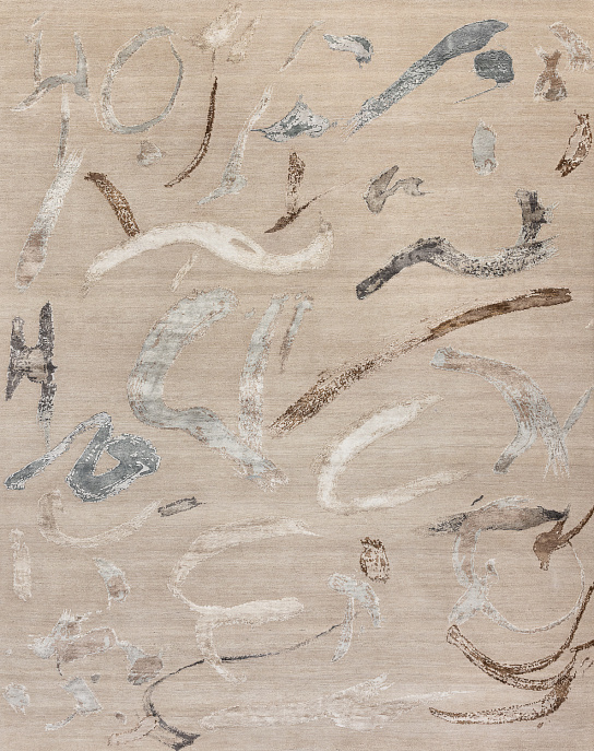 Индийский ковер из шерсти, бамбукового шёлка и хлопка «CHAOS THEORY» ESK434-AWHITE-CGREY