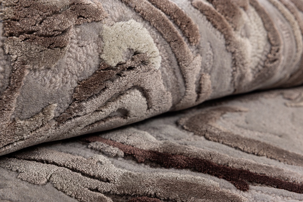 Индийский ковер из шерсти, бамбукового шёлка и хлопка «KUMO» BLK-01