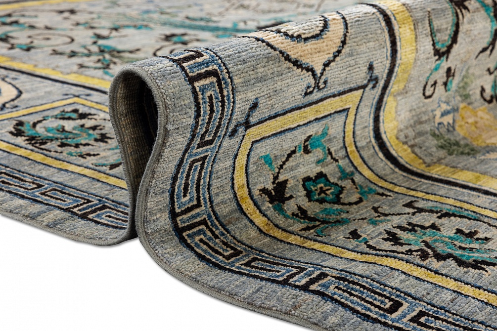 Пакистанский ковер из шерсти «MORRIS A/B 10/10» B129565-GRY-YEL