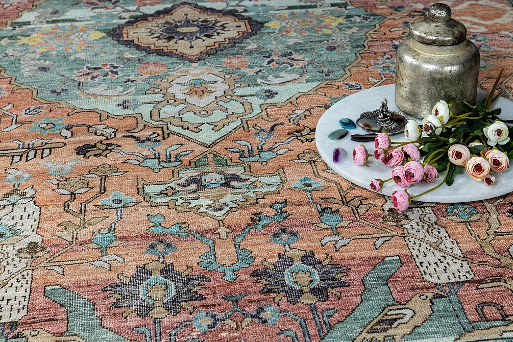 Индийский ковер из шерсти и хлопка «SOMEPLACE IN TIME» EA3006-L.CORAL-S.BLUE 12