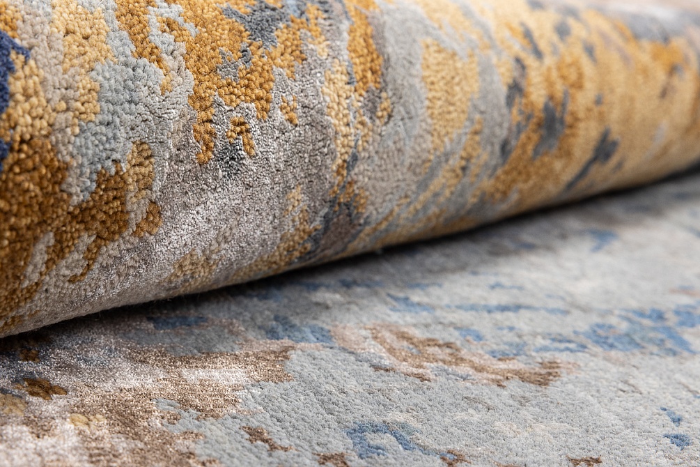 Индийский ковер из бамбукового шёлка, шерсти и хлопка «CHAOS THEORY» ESK351-AWHITE-FDENIM 5