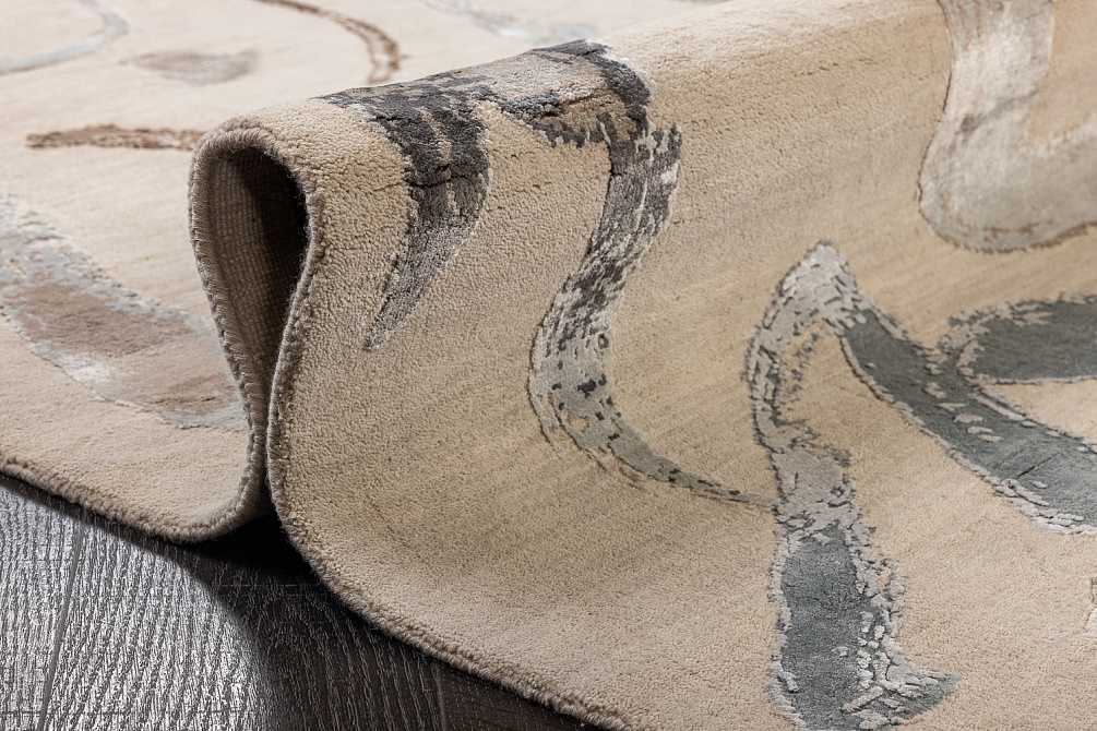 Индийский ковер из шерсти, бамбукового шёлка и хлопка «CHAOS THEORY» ESK434-AWHITE-CGREY