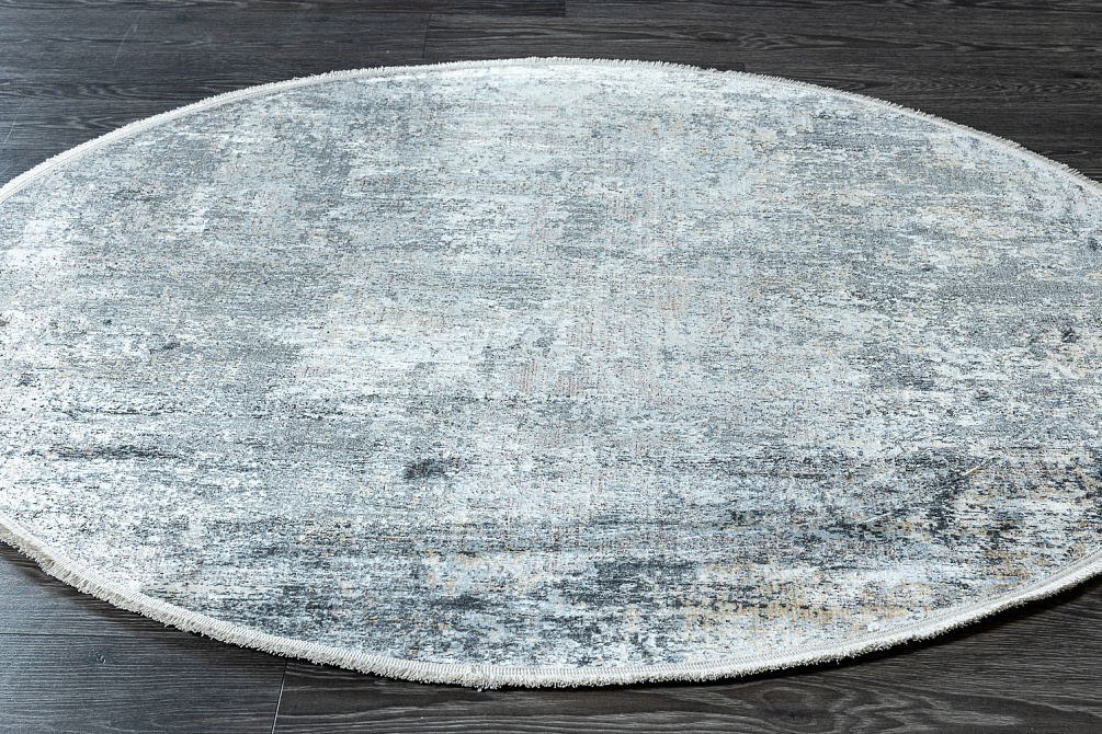 Турецкий ковер из эвкалиптового шёлка и шёлка «SALVATORE» Z332-A-HBDGRY-BRN-BGE(Round)