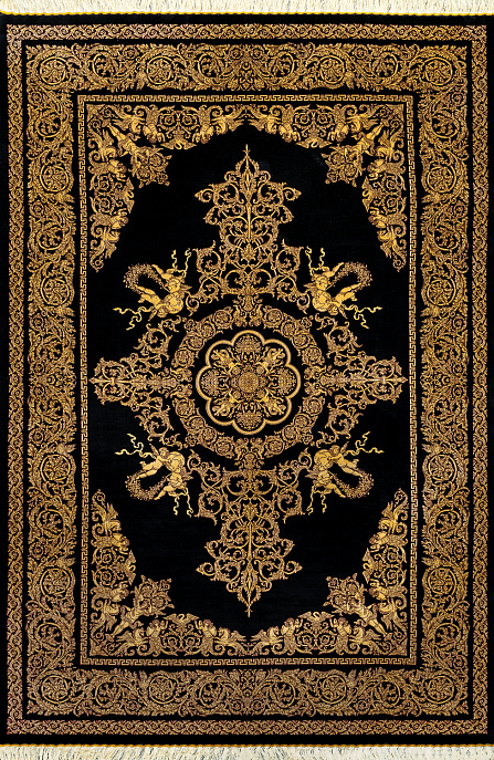Иранский ковер из шёлка и модала «MASTERPIECE QUM» 007-21-VERSACHE-BLACK