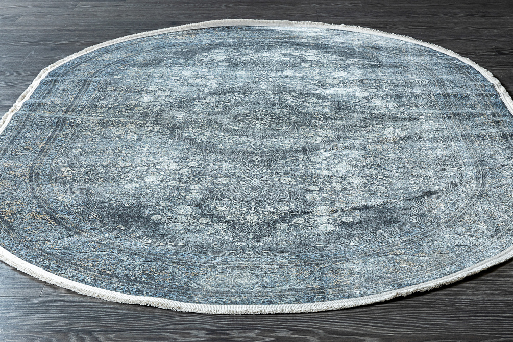Турецкий ковёр из шёлка и эвкалиптового шёлка «SALVATORE» Z080-C-CRE-DGRY(Oval)