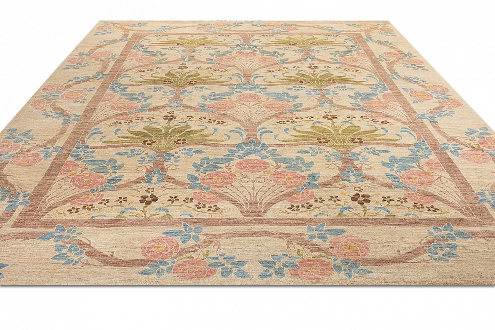 Пакистанский ковер из шерсти «MORRIS A/B 10/10» B40755-SND-PNK