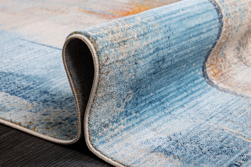Турецкий ковёр из полиэфирного шёлка «MYSTIC» 0858A-KEMIK-BLUE