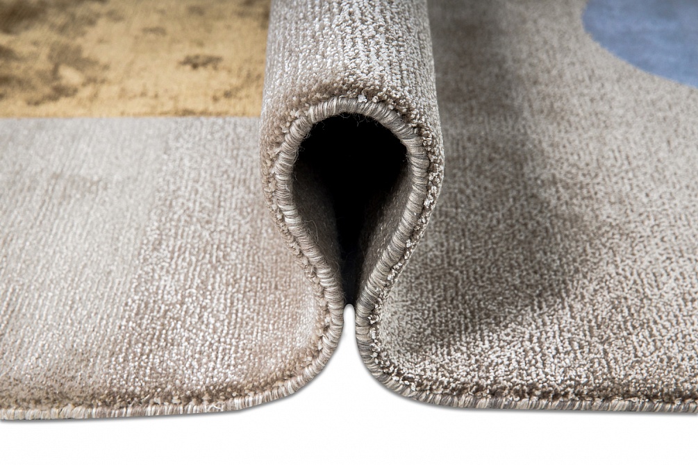 Индийский ковер из арт-шёлка «BAUHAUS» DESIGN №02-1-BLUE-GOLD