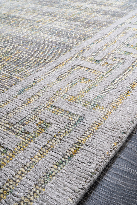 Индийский ковёр из шерсти и арт-шёлка «KONARK» 2021078-STONE GREY
