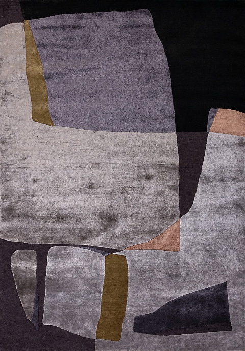 Индийский ковер из шерсти, шёлка и эвкалиптового шёлка «TECTONIC» D2-C5